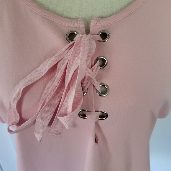 Eloquii Pink Lace Up T Shirt Size 14/16 - Picture 3 of 9